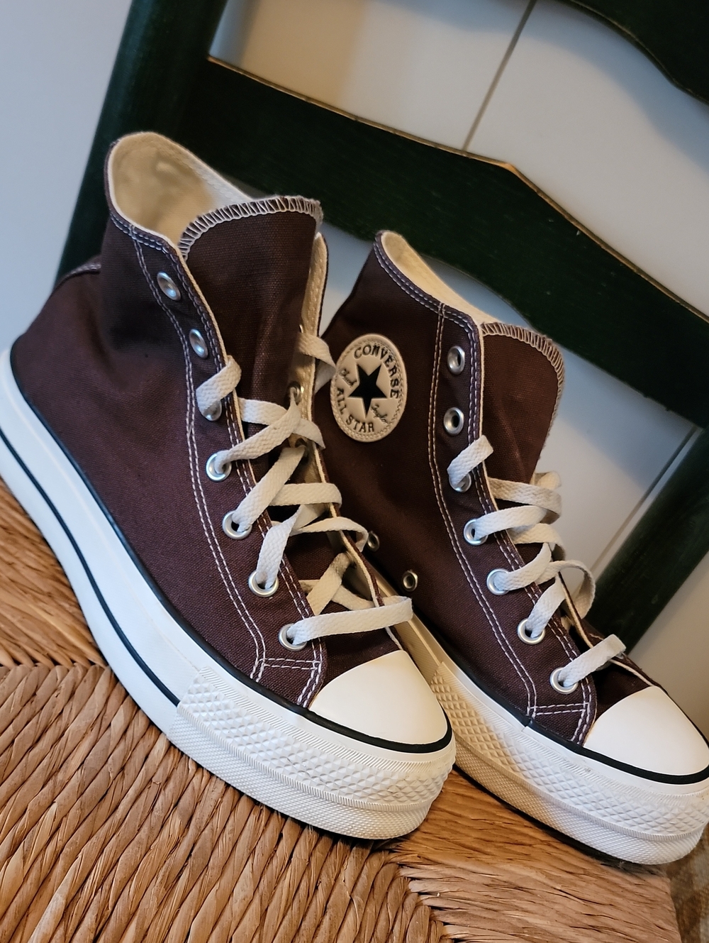 Converse High Top Sneakers in Brown and White Mens 7 (Womans 9)